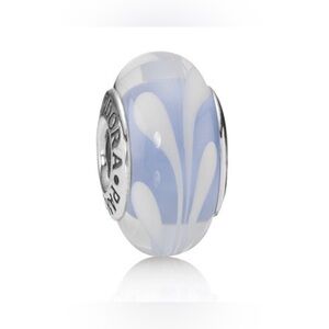 Authentic Retired Pandora ‘Light Blue Swirl’ S925 Ale Murano Glass Charm